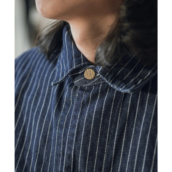 Non Stock Men's Retro Wabash Striped Railroad Denim Coat Chore Worker Jacket S - Picture 11 of 16